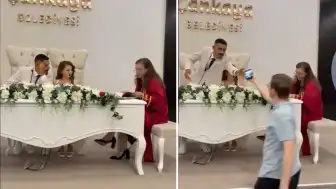 Damat, cep telefonunu almaya çalışırken sandalyeden düştü