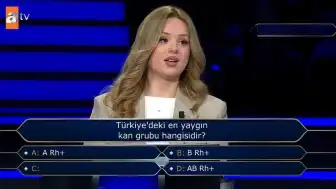 Kim Milyoner Olmak İster'de Türkiye'deki En Yaygın Kan Grubu Soruldu